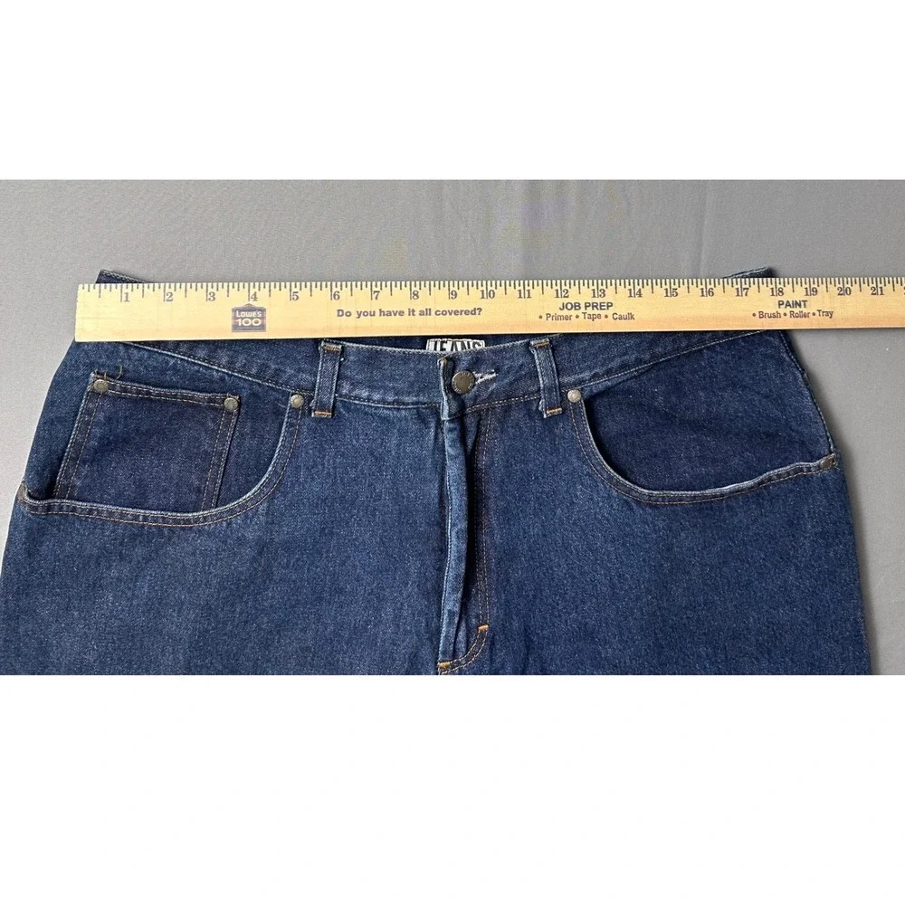 VTG‎ Iceberg Jeans Mens 36x32 Dark Wash Logo Print Wide Leg Denim Made in Italy